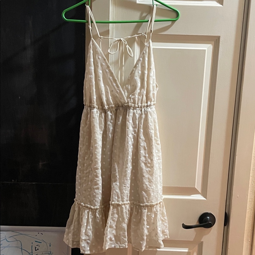 ILLA ILLA Cream Swiss Dot Ruffle Tie-Back Mini